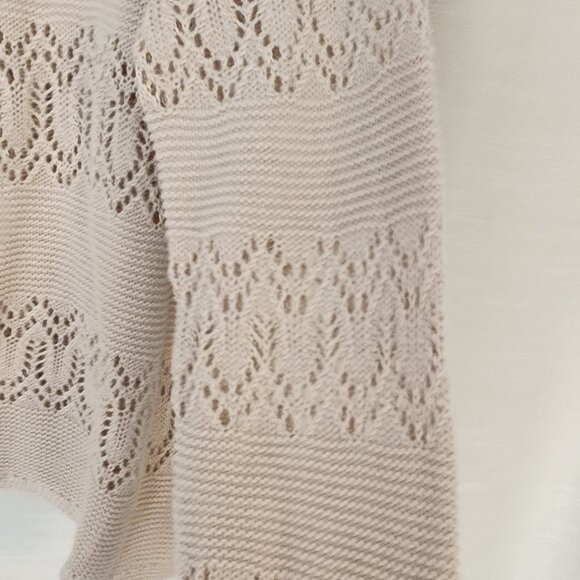 Garnet Hill Linen & Organic Cotton Pullover Sweater Size Small Ivory Cream Knit - Picture 6 of 7
